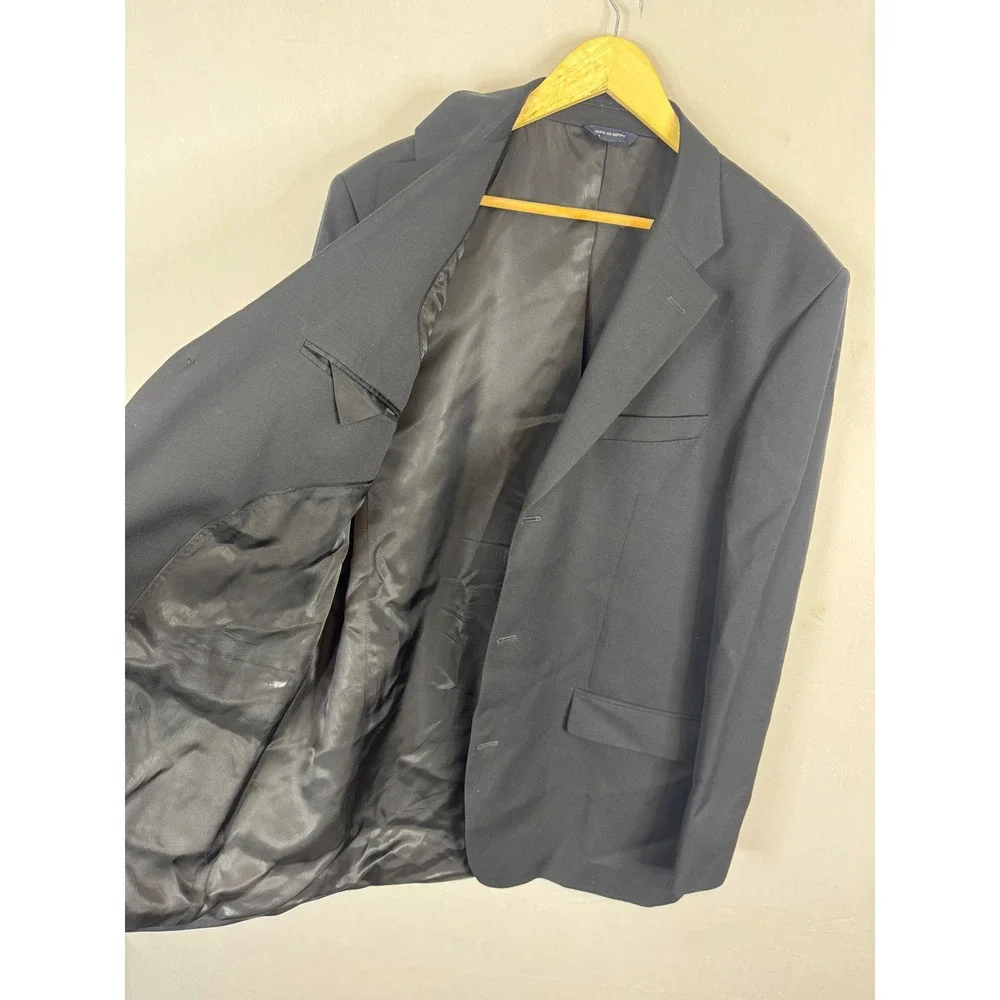 Banana Republic Mens 46L Black 100% Wool 3-Button Blazer Sport Coat Jacket